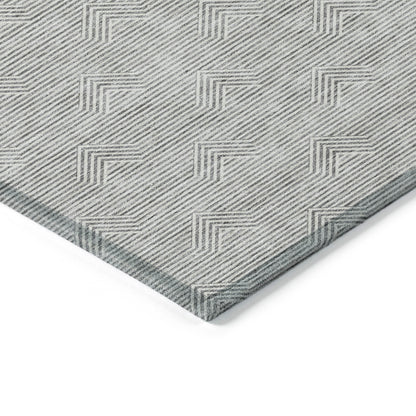 Tabselect Home Line 8' X 10' Gray And Ivory Geometric Washable Indoor Outdoor Area Rug