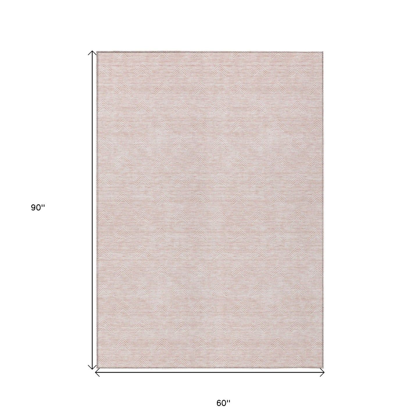 Tabselect Home Line 5' X 8' Pink And Gray Geometric Washable Indoor Outdoor Area Rug