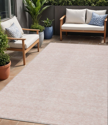 Tabselect Home Line 5' X 8' Pink And Gray Geometric Washable Indoor Outdoor Area Rug