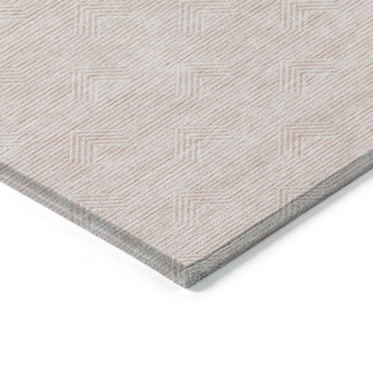 Tabselect Home Line 5' X 8' Pink And Gray Geometric Washable Indoor Outdoor Area Rug