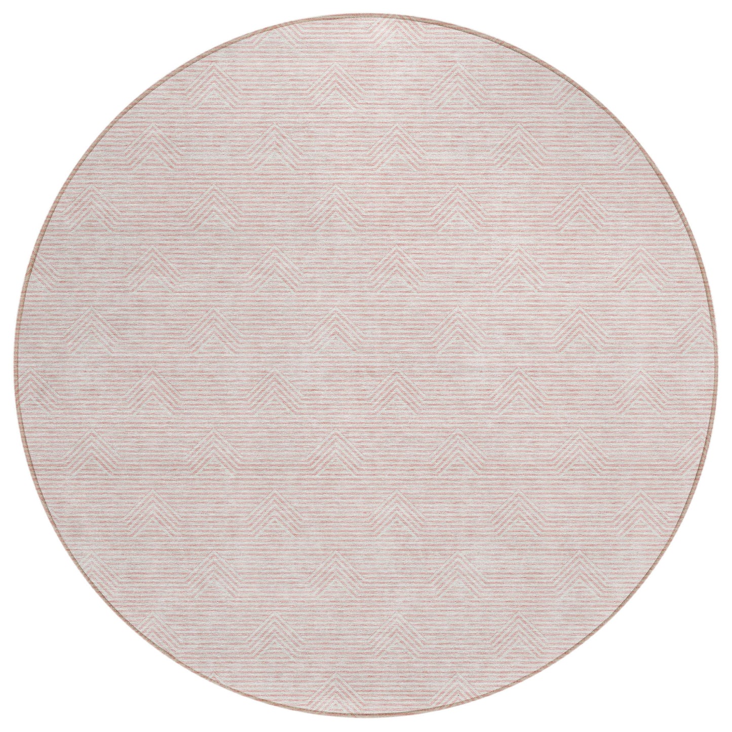 Tabselect Home Line 8' Pink And Gray Round Geometric Washable Indoor Outdoor Area Rug