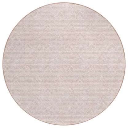 Tabselect Home Line 8' Pink And Gray Round Geometric Washable Indoor Outdoor Area Rug