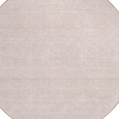 Tabselect Home Line 8' Pink And Gray Round Geometric Washable Indoor Outdoor Area Rug