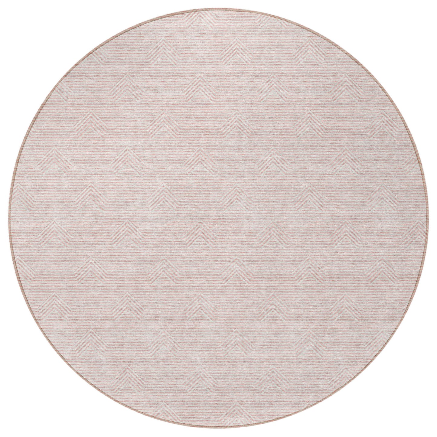 Tabselect Home Line 8' Pink And Gray Round Geometric Washable Indoor Outdoor Area Rug