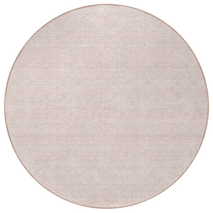Tabselect Home Line 8' Pink And Gray Round Geometric Washable Indoor Outdoor Area Rug