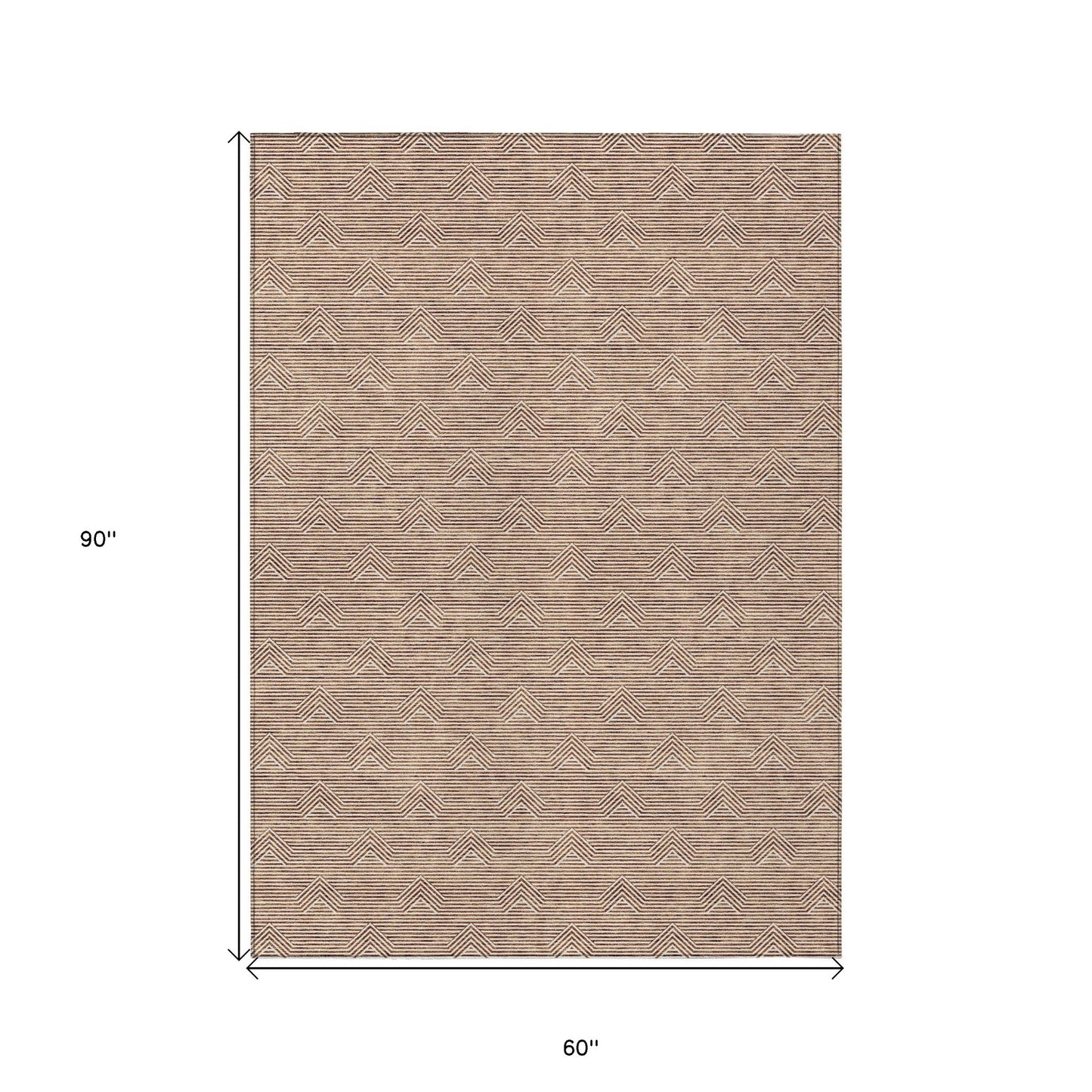 Tabselect Home Line 5' X 8' Brown And Beige Geometric Washable Indoor Outdoor Area Rug