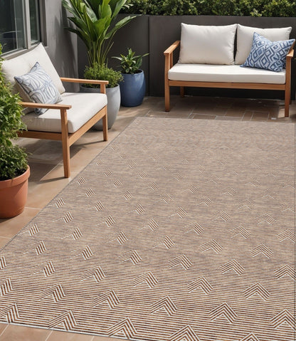 Tabselect Home Line 5' X 8' Brown And Beige Geometric Washable Indoor Outdoor Area Rug