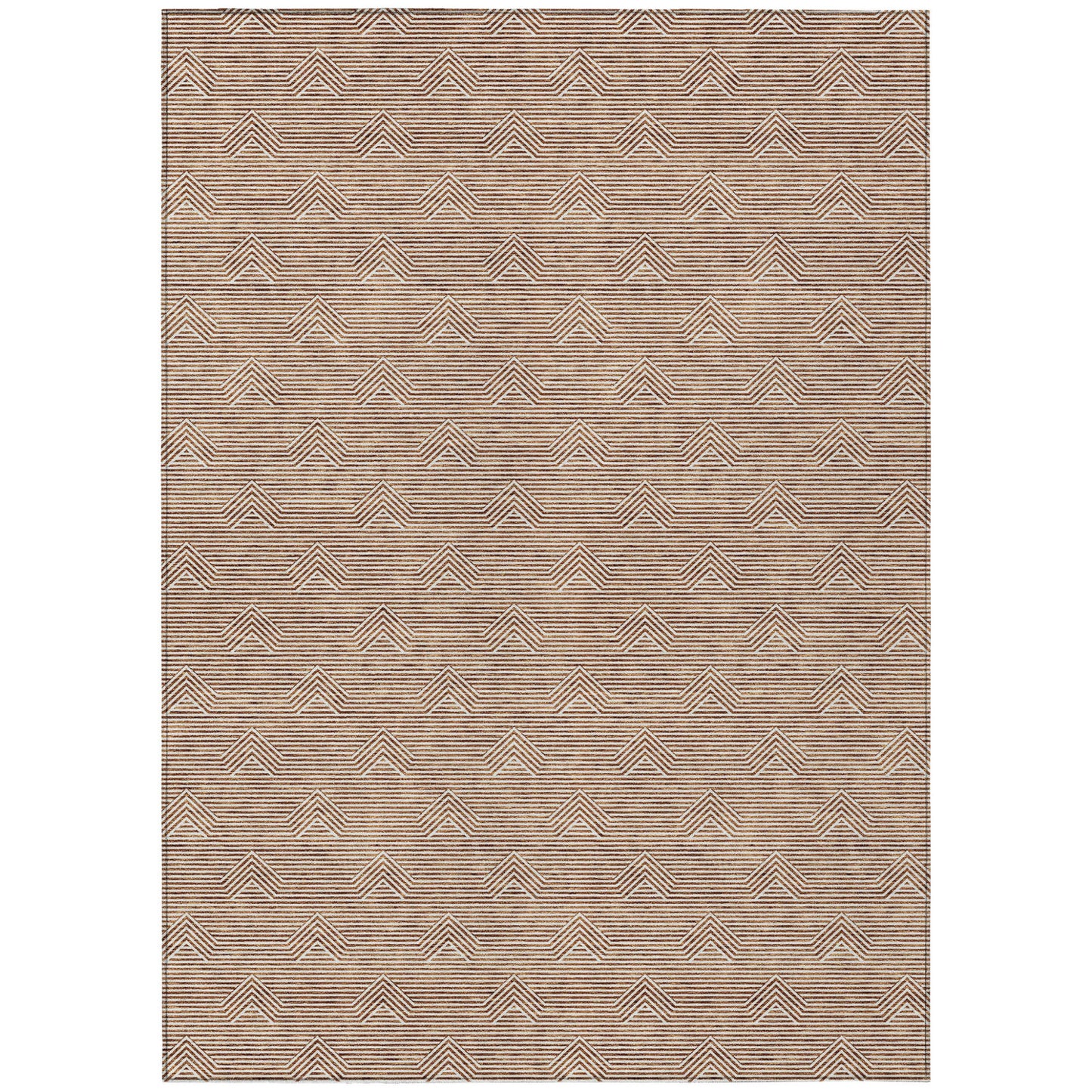 Tabselect Home Line 5' X 8' Brown And Beige Geometric Washable Indoor Outdoor Area Rug