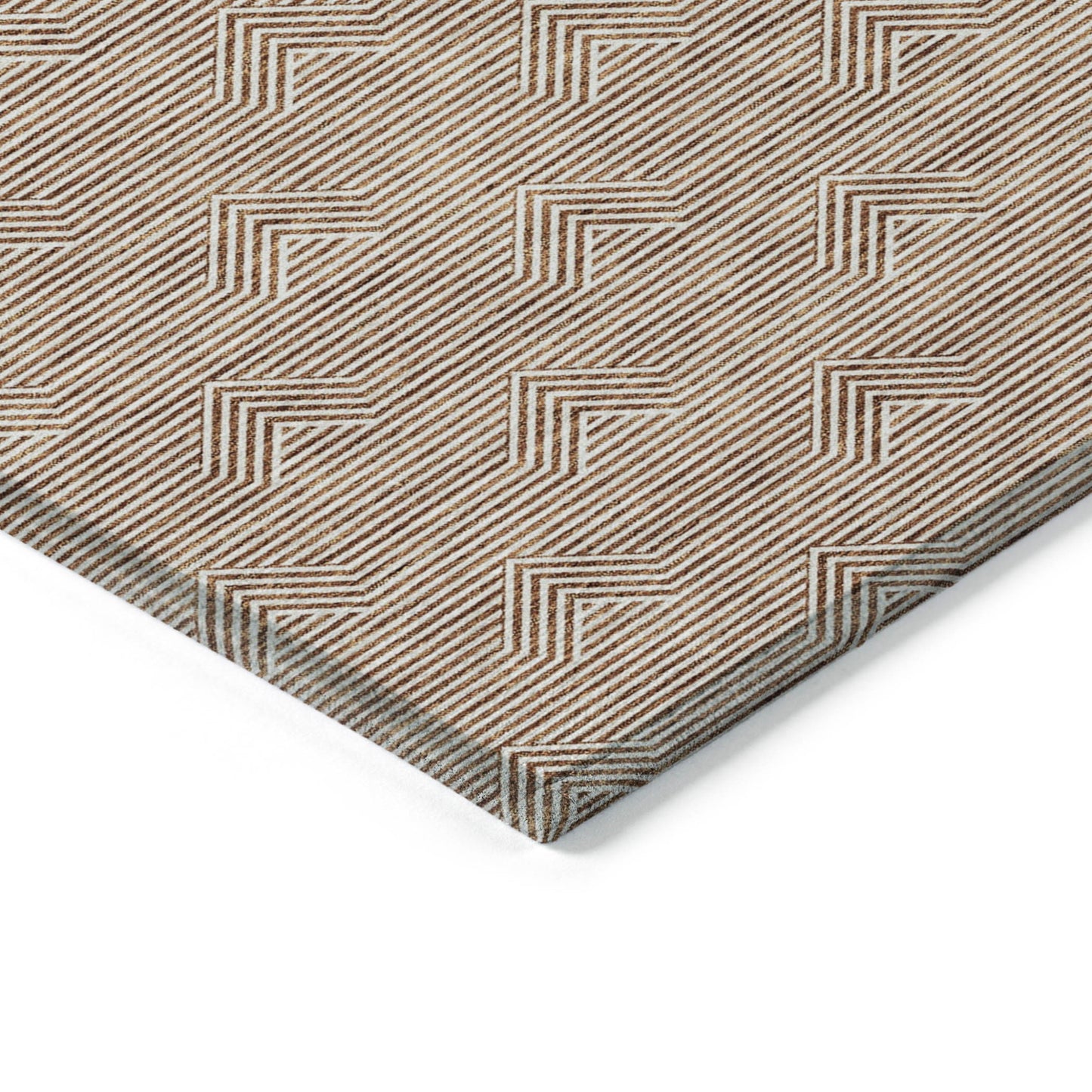 Tabselect Home Line 5' X 8' Brown And Beige Geometric Washable Indoor Outdoor Area Rug