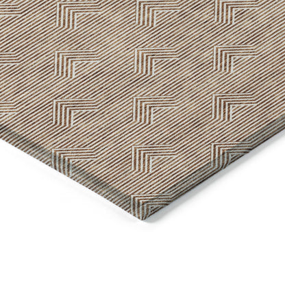 Tabselect Home Line 5' X 8' Brown And Beige Geometric Washable Indoor Outdoor Area Rug