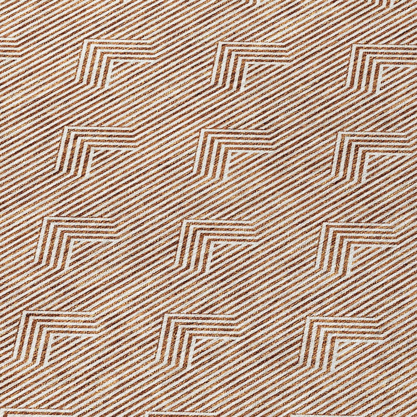 Tabselect Home Line 8' Brown And Beige Round Geometric Washable Indoor Outdoor Area Rug