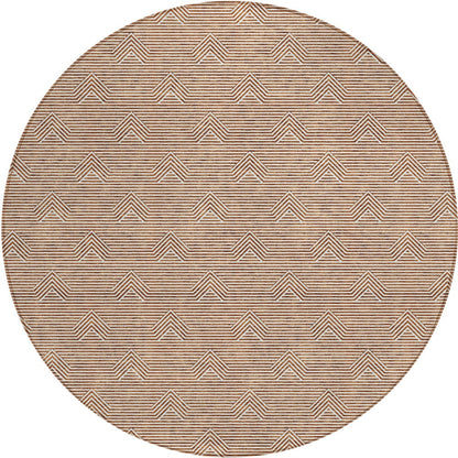 Tabselect Home Line 8' Brown And Beige Round Geometric Washable Indoor Outdoor Area Rug