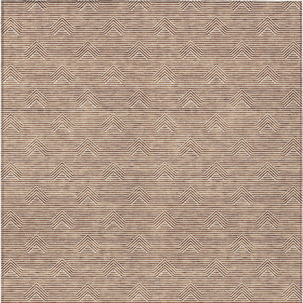 Tabselect Home Line 8' X 10' Brown And Beige Geometric Washable Indoor Outdoor Area Rug