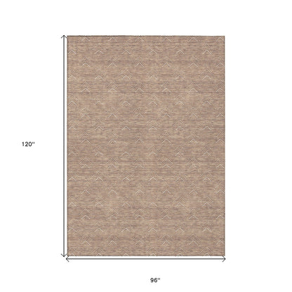 Tabselect Home Line 8' X 10' Brown And Beige Geometric Washable Indoor Outdoor Area Rug