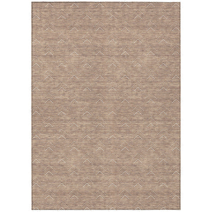 Tabselect Home Line 8' X 10' Brown And Beige Geometric Washable Indoor Outdoor Area Rug