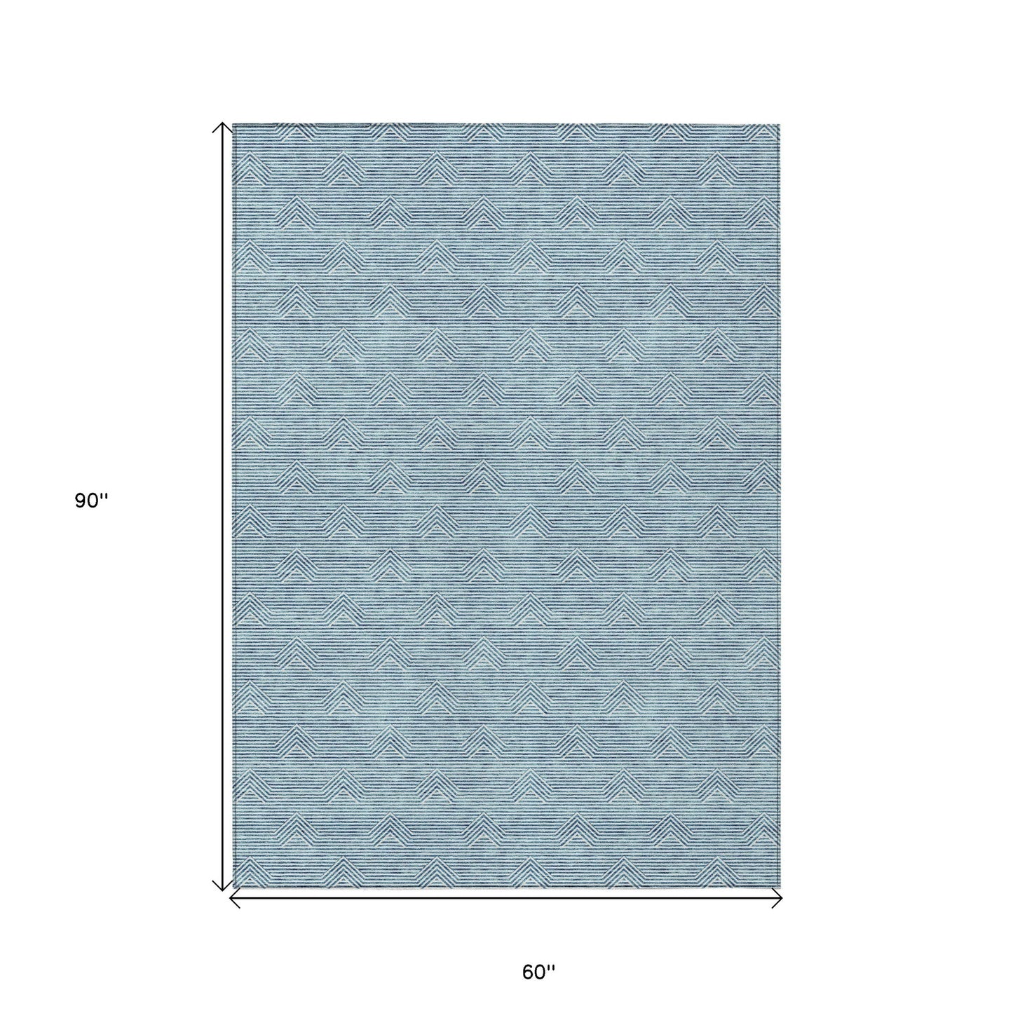 Tabselect Home Line 5' X 8' Teal Blue And Ivory Geometric Washable Indoor Outdoor Area Rug