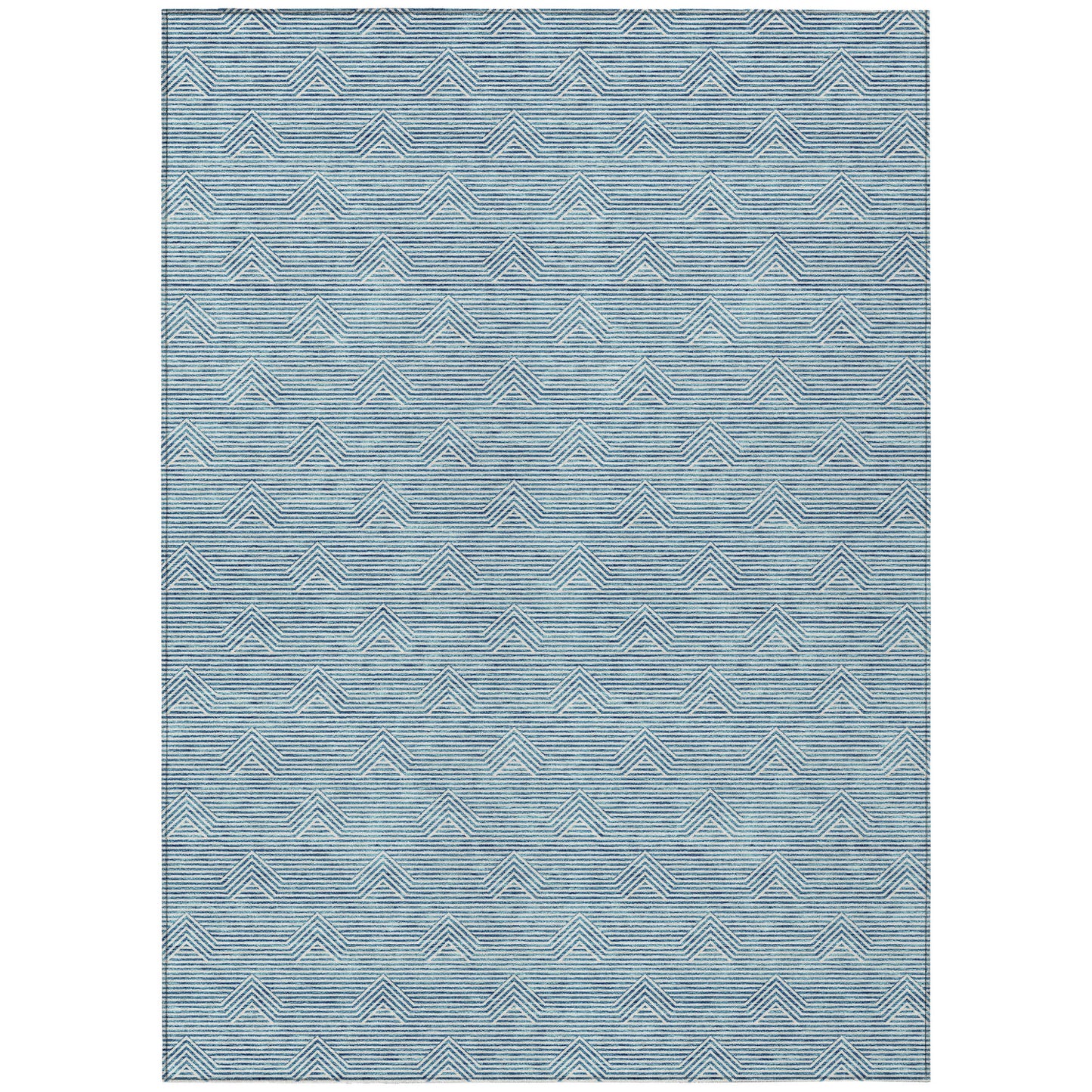 Tabselect Home Line 5' X 8' Teal Blue And Ivory Geometric Washable Indoor Outdoor Area Rug