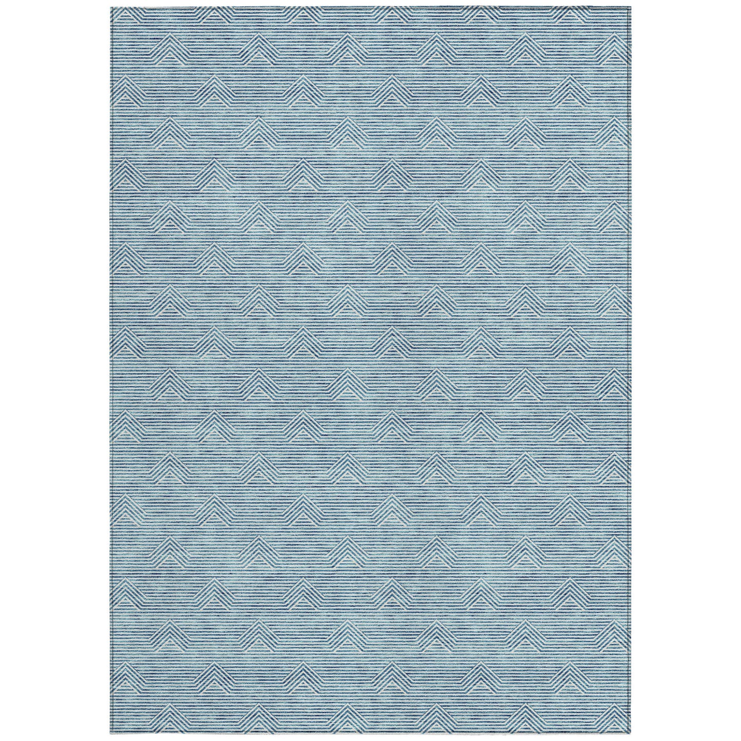 Tabselect Home Line 5' X 8' Teal Blue And Ivory Geometric Washable Indoor Outdoor Area Rug