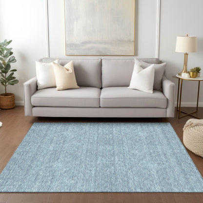 Tabselect Home Line 5' X 8' Teal Blue And Ivory Geometric Washable Indoor Outdoor Area Rug