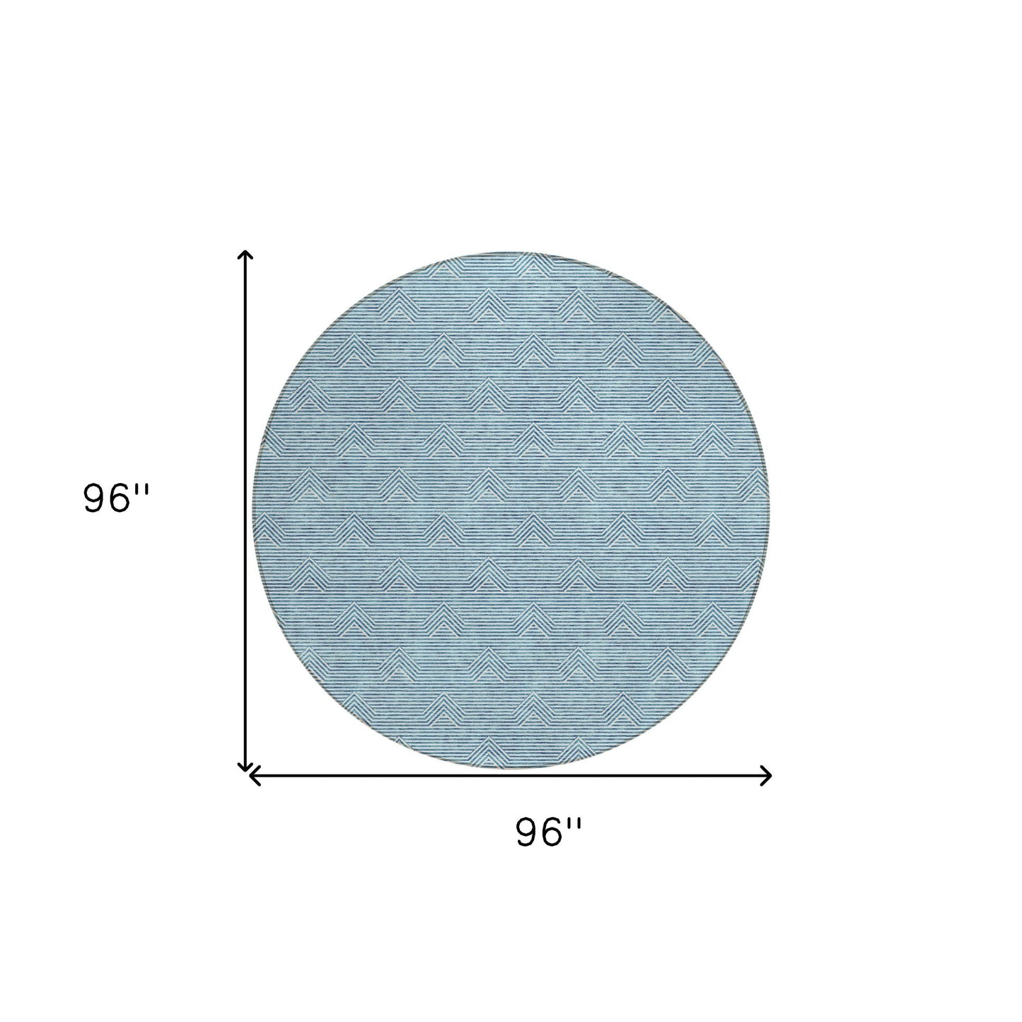 Tabselect Home Line 8' Teal Blue And Ivory Round Geometric Washable Indoor Outdoor Area Rug