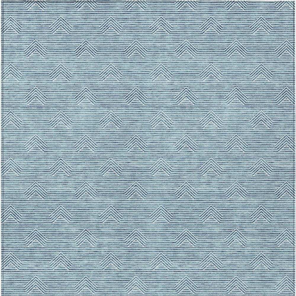 Tabselect Home Line 8' X 10' Teal Blue And Ivory Geometric Washable Indoor Outdoor Area Rug