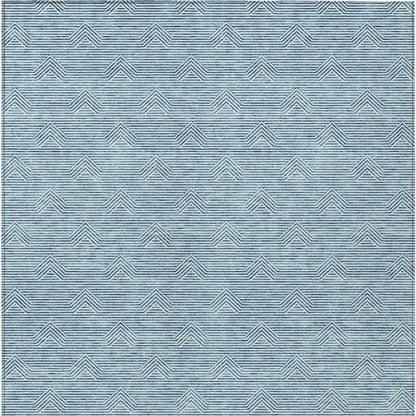 Tabselect Home Line 8' X 10' Teal Blue And Ivory Geometric Washable Indoor Outdoor Area Rug
