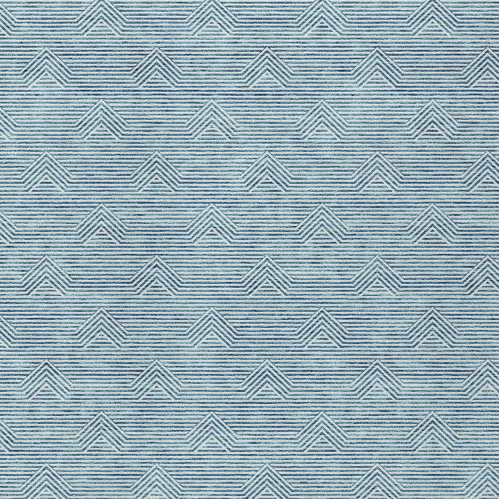 Tabselect Home Line 8' X 10' Teal Blue And Ivory Geometric Washable Indoor Outdoor Area Rug