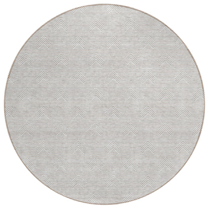 Tabselect Home Line 8' Taupe And Ivory Round Geometric Washable Indoor Outdoor Area Rug