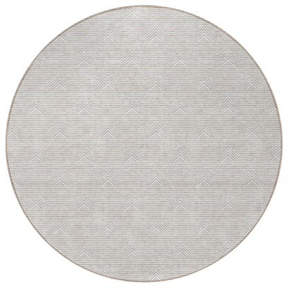 Tabselect Home Line 8' Taupe And Ivory Round Geometric Washable Indoor Outdoor Area Rug