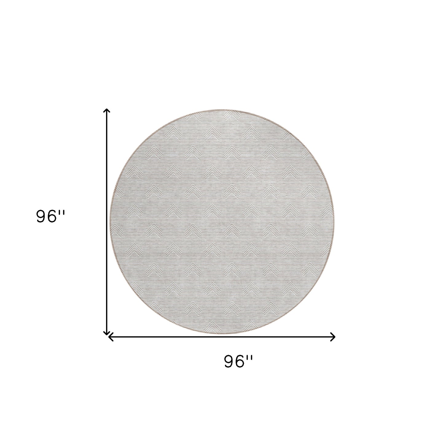 Tabselect Home Line 8' Taupe And Ivory Round Geometric Washable Indoor Outdoor Area Rug