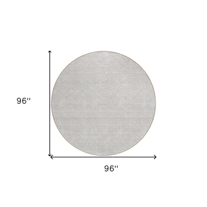 Tabselect Home Line 8' Taupe And Ivory Round Geometric Washable Indoor Outdoor Area Rug