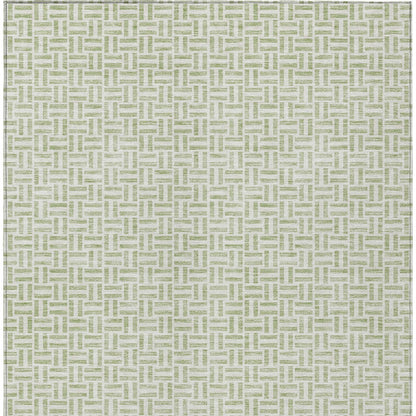 Tabselect Home Line 5' X 8' Artichoke Green And Gray Geometric Washable Indoor Outdoor Area Rug