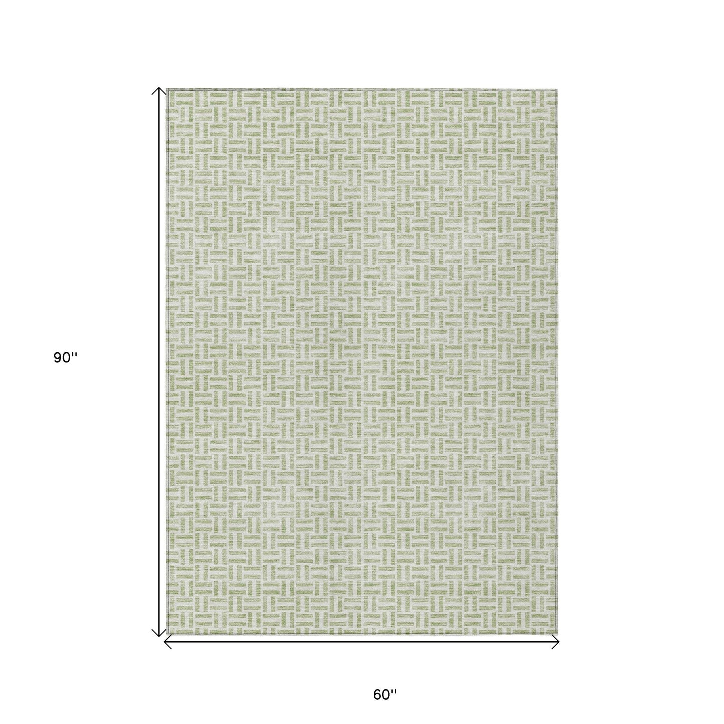 Tabselect Home Line 5' X 8' Artichoke Green And Gray Geometric Washable Indoor Outdoor Area Rug