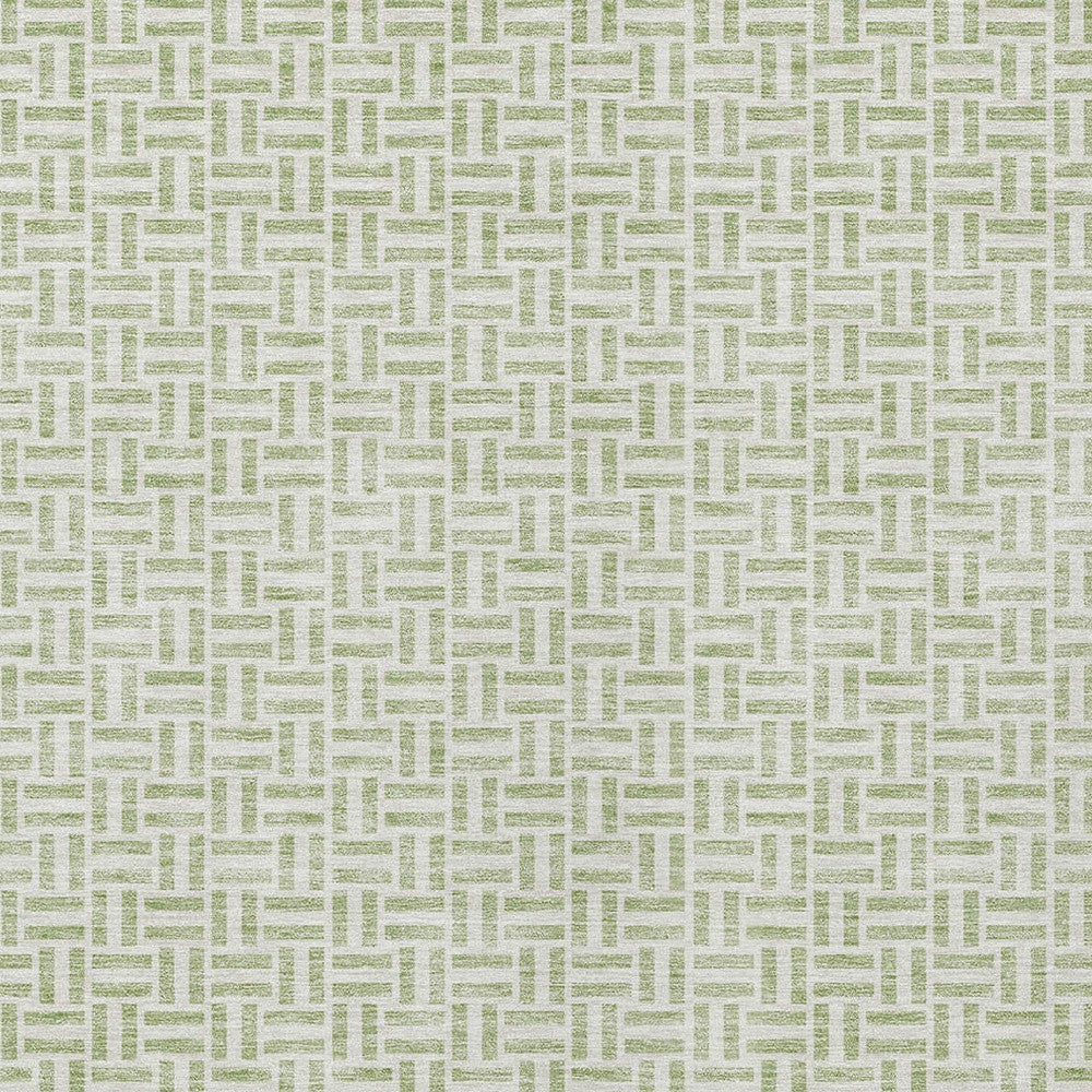 Tabselect Home Line 5' X 8' Artichoke Green And Gray Geometric Washable Indoor Outdoor Area Rug