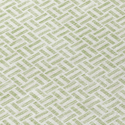Tabselect Home Line 8' Artichoke Green And Gray Round Geometric Washable Indoor Outdoor Area Rug