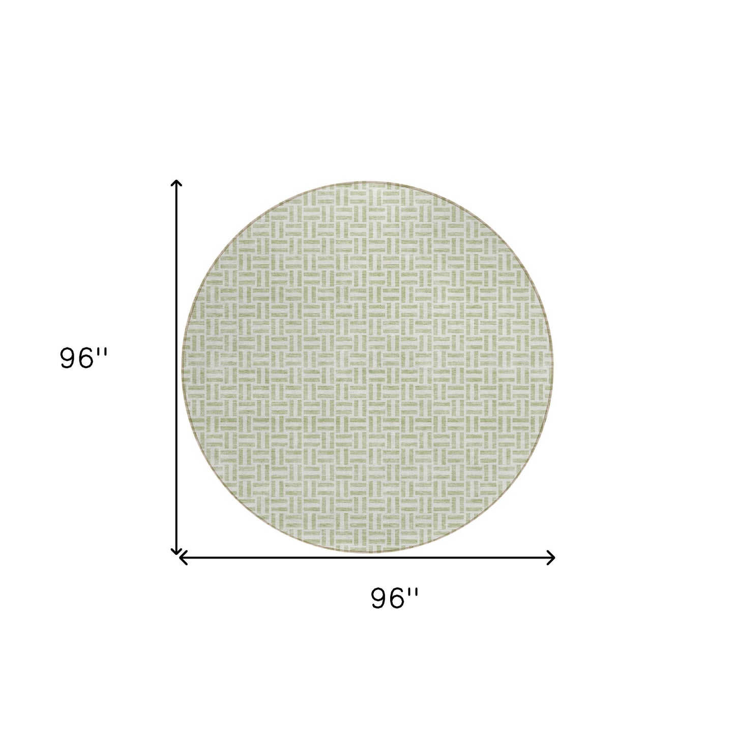 Tabselect Home Line 8' Artichoke Green And Gray Round Geometric Washable Indoor Outdoor Area Rug