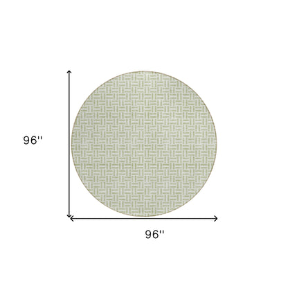 Tabselect Home Line 8' Artichoke Green And Gray Round Geometric Washable Indoor Outdoor Area Rug