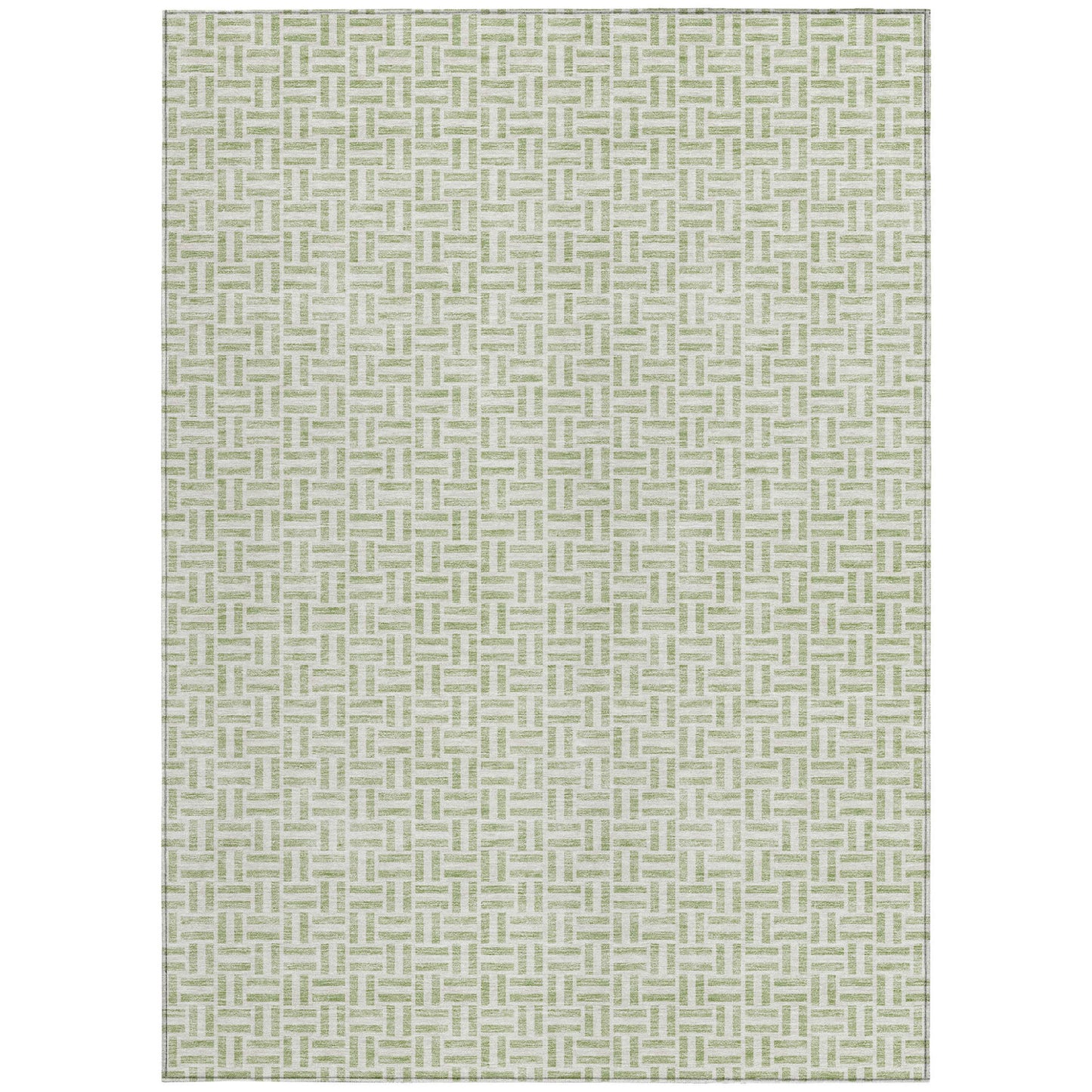 Tabselect Home Line 9' X 12' Artichoke Green And Gray Geometric Washable Indoor Outdoor Area Rug