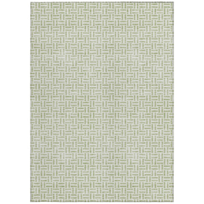 Tabselect Home Line 9' X 12' Artichoke Green And Gray Geometric Washable Indoor Outdoor Area Rug