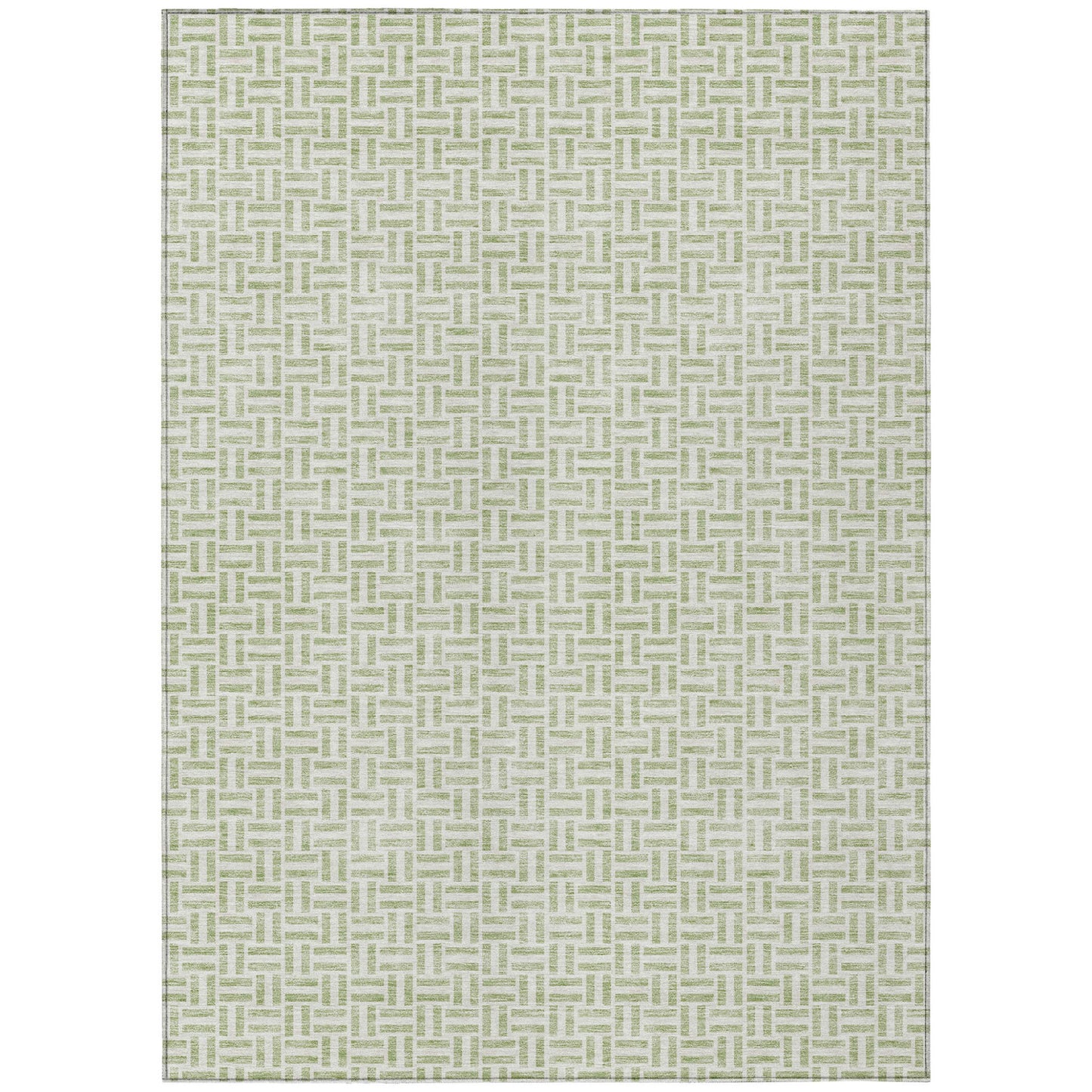 Tabselect Home Line 9' X 12' Artichoke Green And Gray Geometric Washable Indoor Outdoor Area Rug