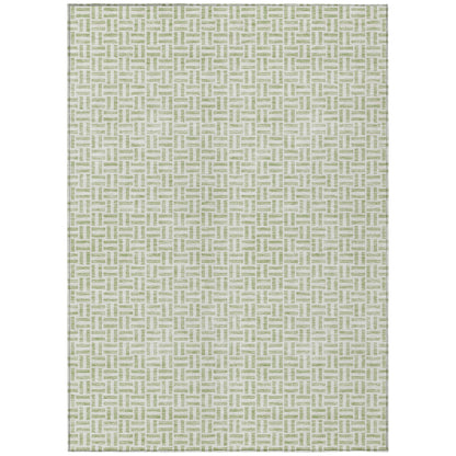Tabselect Home Line 9' X 12' Artichoke Green And Gray Geometric Washable Indoor Outdoor Area Rug
