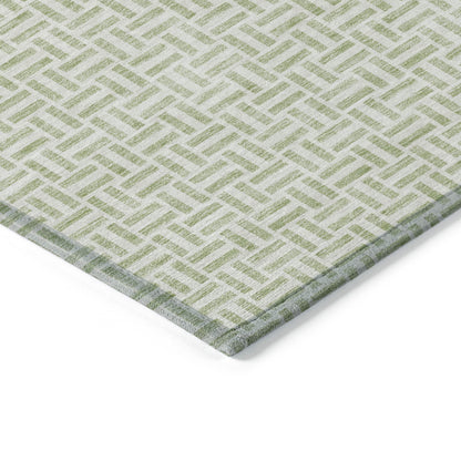Tabselect Home Line 9' X 12' Artichoke Green And Gray Geometric Washable Indoor Outdoor Area Rug