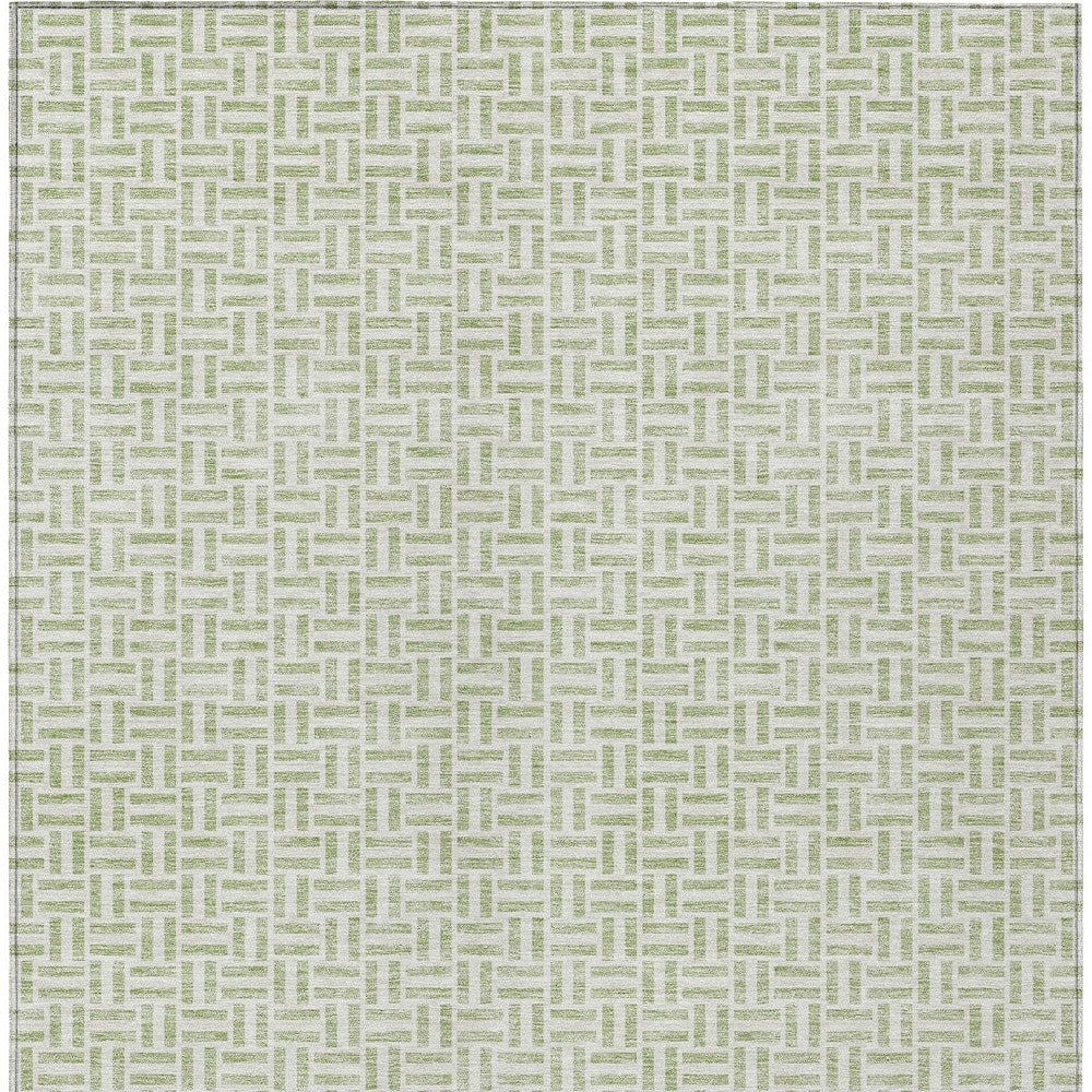Tabselect Home Line 9' X 12' Artichoke Green And Gray Geometric Washable Indoor Outdoor Area Rug