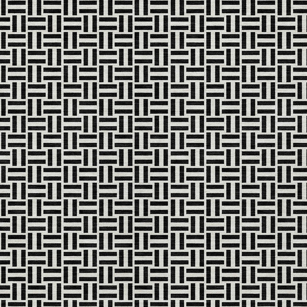 Tabselect Home Line 5' X 8' Black And Ivory Geometric Washable Indoor Outdoor Area Rug