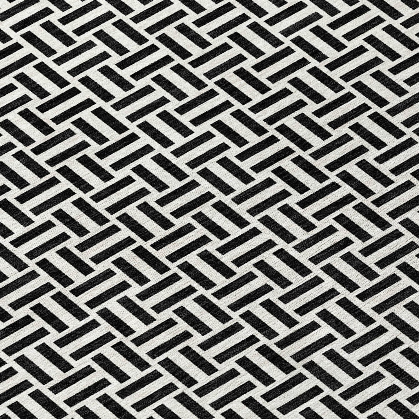 Tabselect Home Line 8' Black And Ivory Round Geometric Washable Indoor Outdoor Area Rug