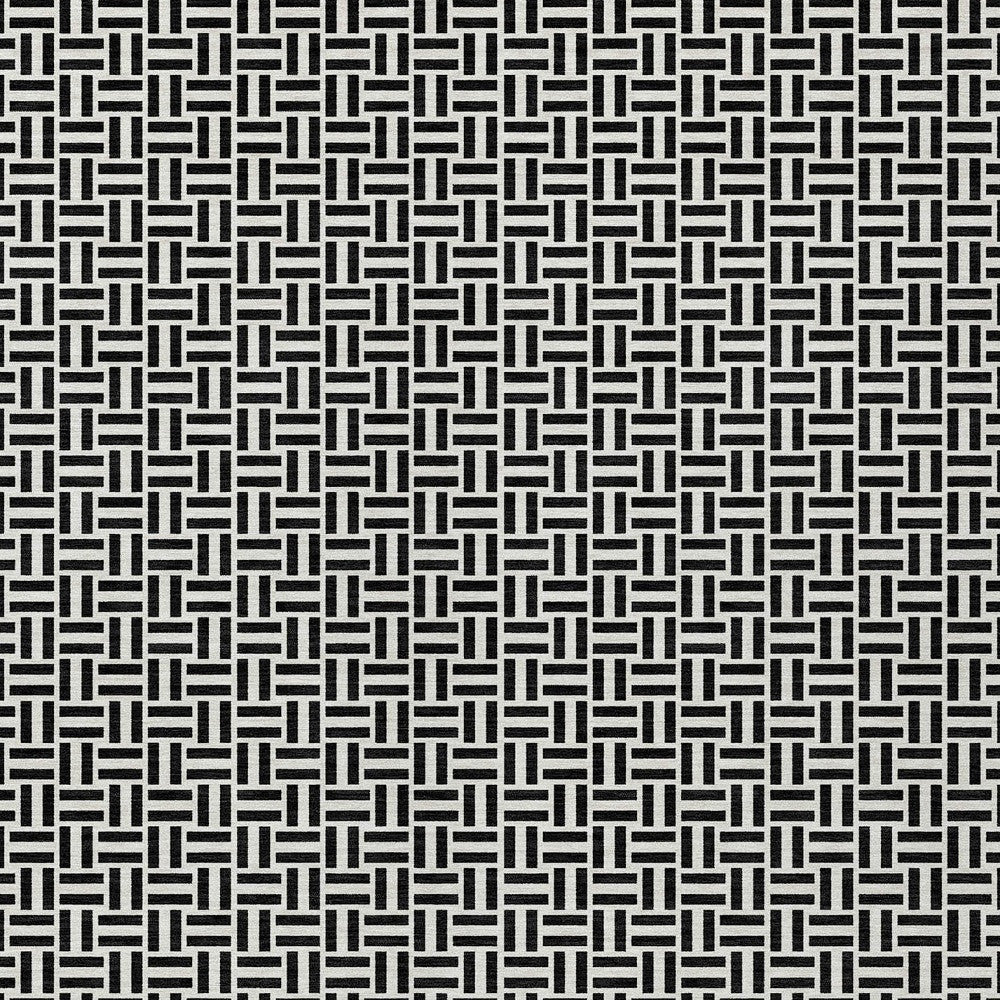 Tabselect Home Line 8' X 10' Black And Ivory Geometric Washable Indoor Outdoor Area Rug