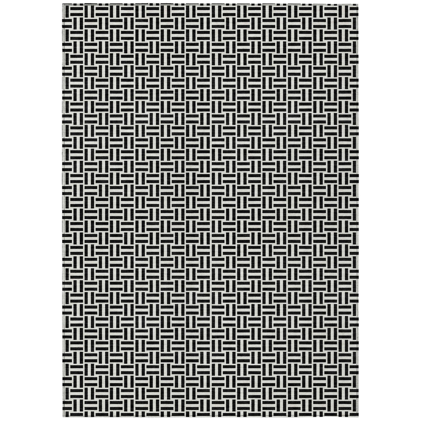 Tabselect Home Line 8' X 10' Black And Ivory Geometric Washable Indoor Outdoor Area Rug