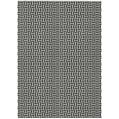 Tabselect Home Line 8' X 10' Black And Ivory Geometric Washable Indoor Outdoor Area Rug