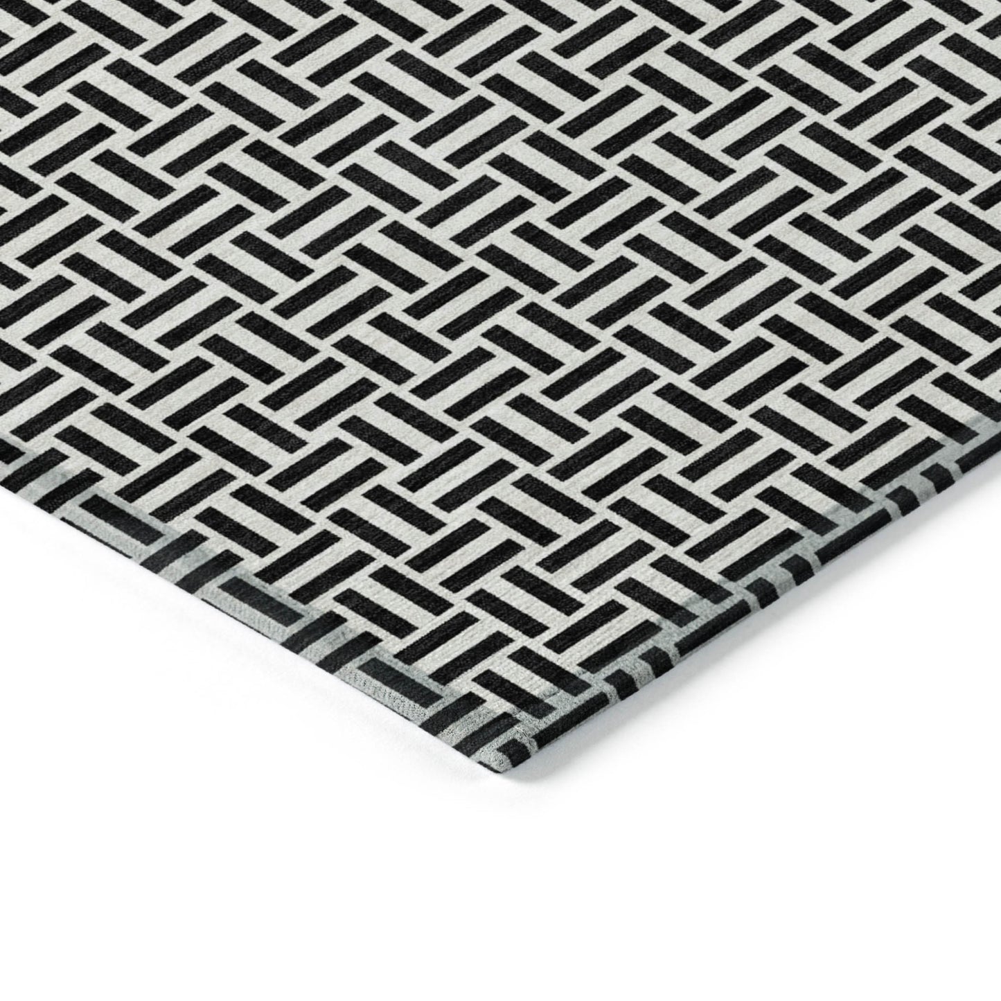 Tabselect Home Line 8' X 10' Black And Ivory Geometric Washable Indoor Outdoor Area Rug