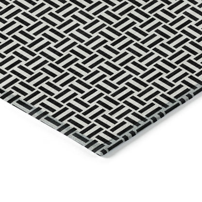 Tabselect Home Line 8' X 10' Black And Ivory Geometric Washable Indoor Outdoor Area Rug